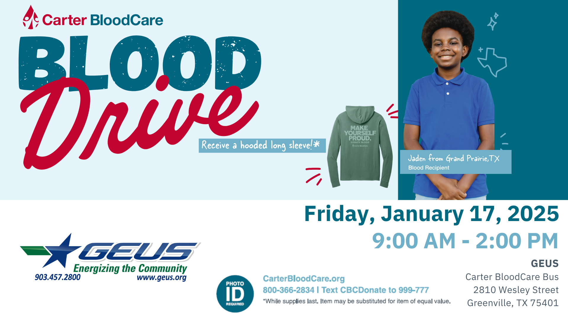 GEUS Carter BloodCare Blood Drive January 2025 