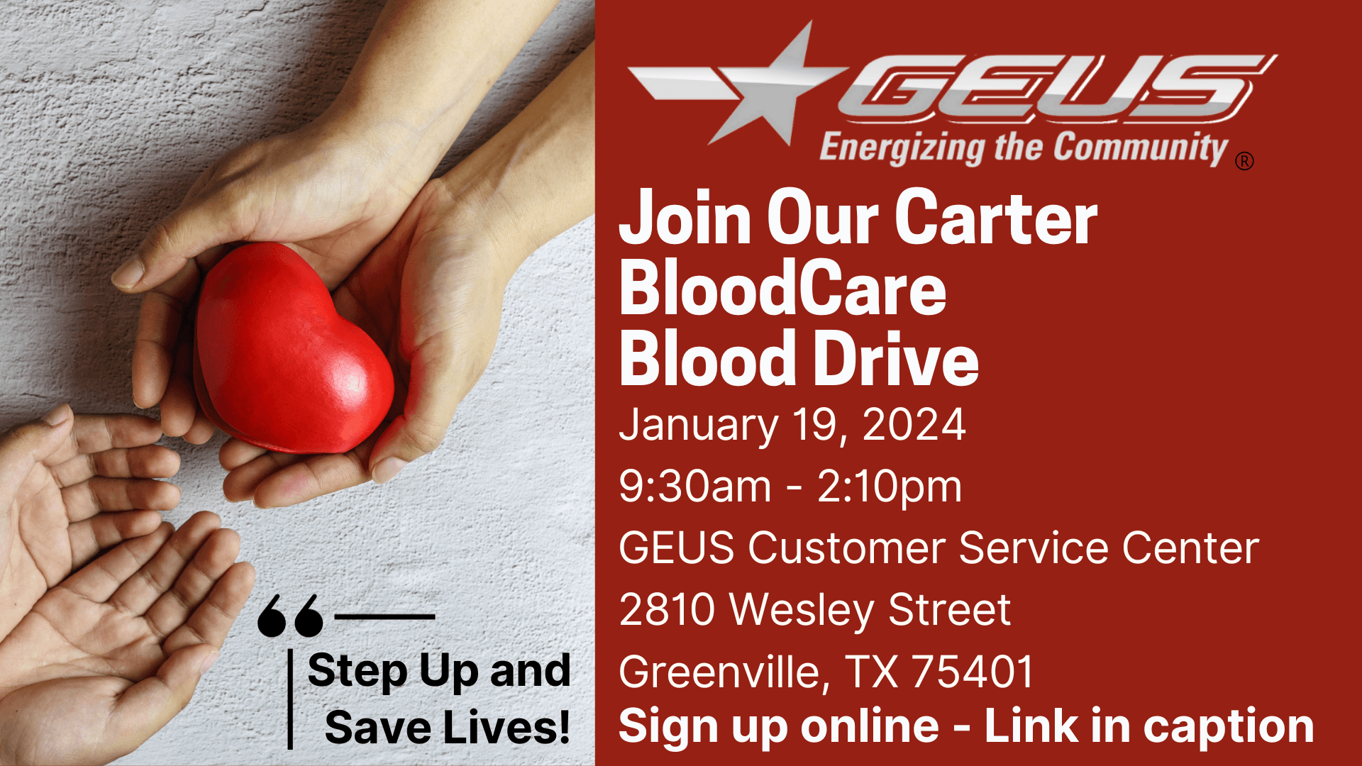 GEUS Community Powered Blood Drive January 2024